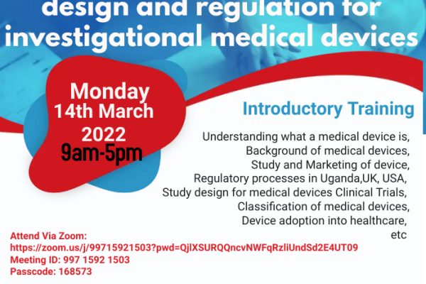 (CITE), in collaboration with the University of Edinburgh is inviting you to an introductory training on Clinical Trial Design for Investigational Medical Devices and medical writing for the regulation of such devices. This training will take place on 14th March 2022 and will have both physical and online attendance. Below are the meeting details for online training/attendance: